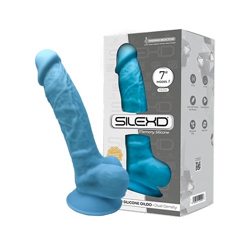 Vibrators, Sex Toy Kits and Sex Toys at Cloud9Adults - SilexD 7 inch Realistic Silicone Dual Density Dildo with Suction Cup and Balls Blue - Buy Sex Toys Online
