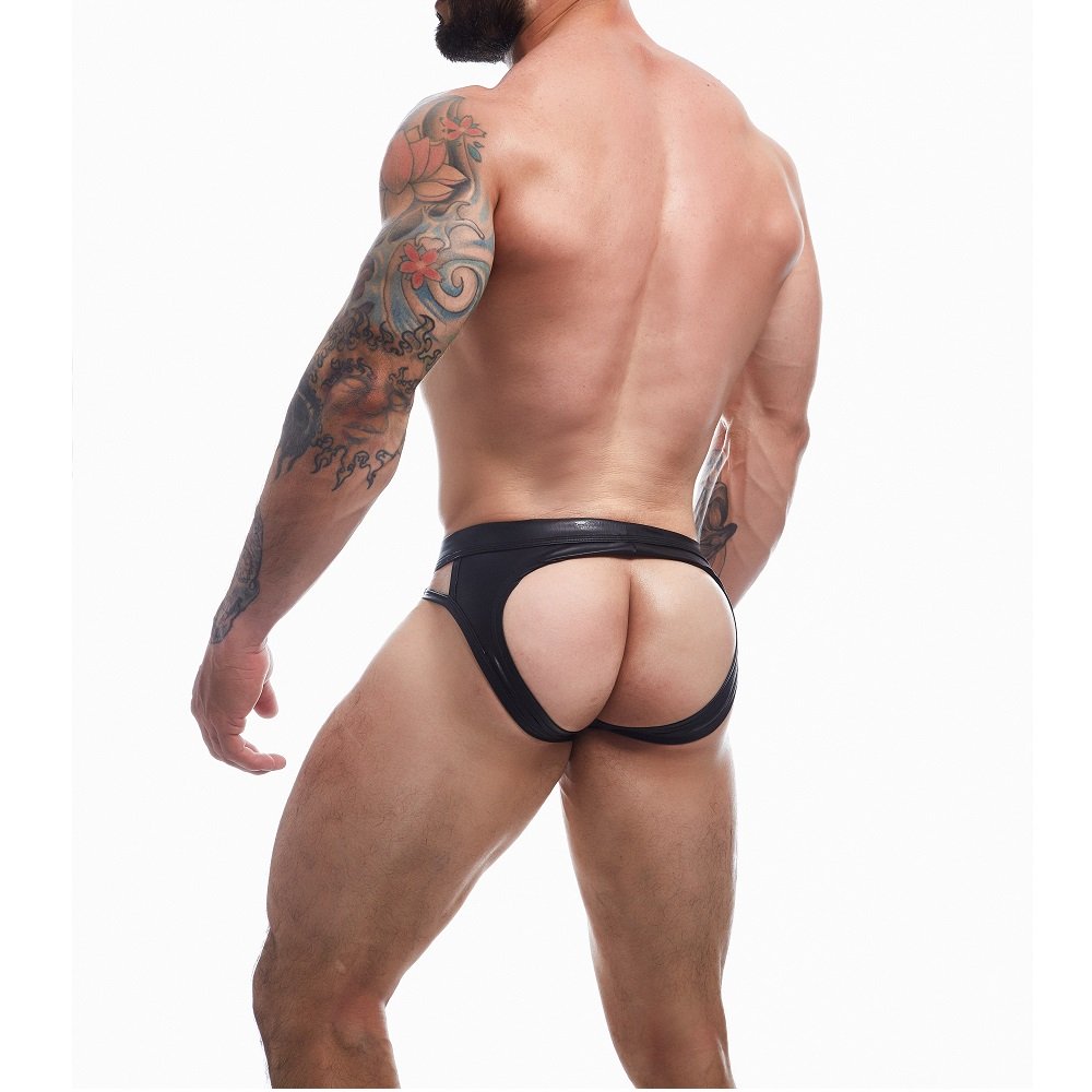 Vibrators, Sex Toy Kits and Sex Toys at Cloud9Adults - C4M Dungeon Black Leatherette Jockstrap Small - Buy Sex Toys Online