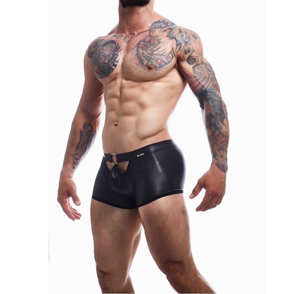 Vibrators, Sex Toy Kits and Sex Toys at Cloud9Adults - C4M Peekaboo Black Leatherette Mini Pants Medium - Buy Sex Toys Online