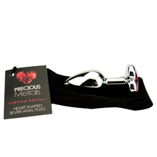 Vibrators, Sex Toy Kits and Sex Toys at Cloud9Adults - Precious Metals Heart Shaped Butt Plug-Silver - Buy Sex Toys Online