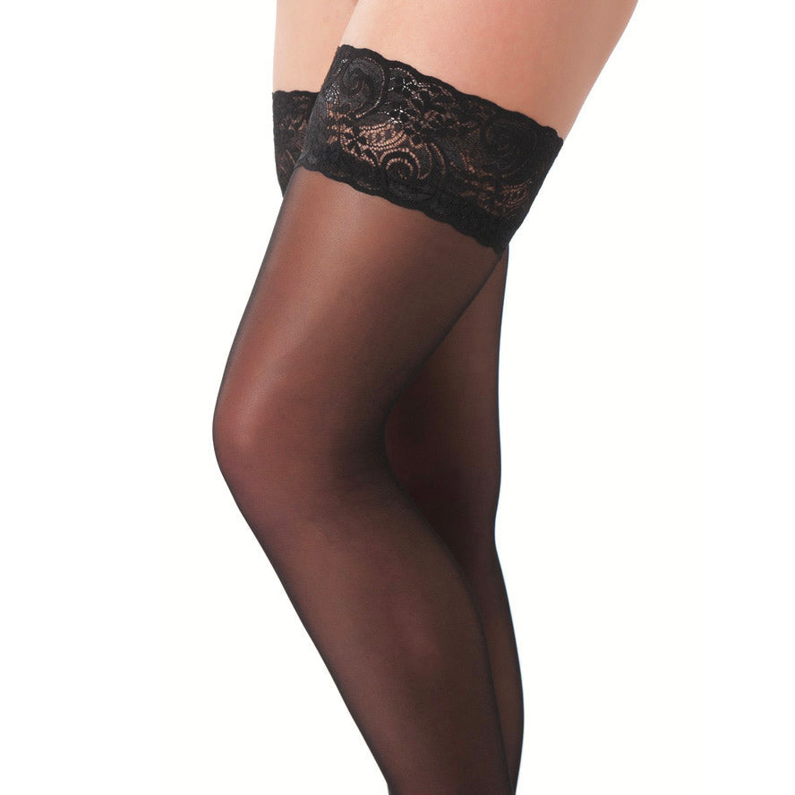 Vibrators, Sex Toy Kits and Sex Toys at Cloud9Adults - Black HoldUp Stockings With Floral Lace Top - Buy Sex Toys Online