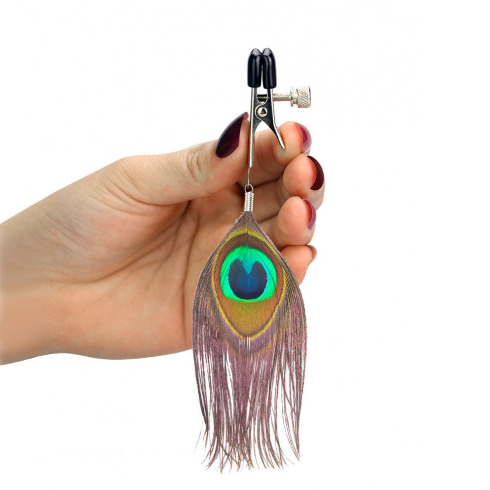 Vibrators, Sex Toy Kits and Sex Toys at Cloud9Adults - Nipple Clamps With Peacock Feather Trim - Buy Sex Toys Online
