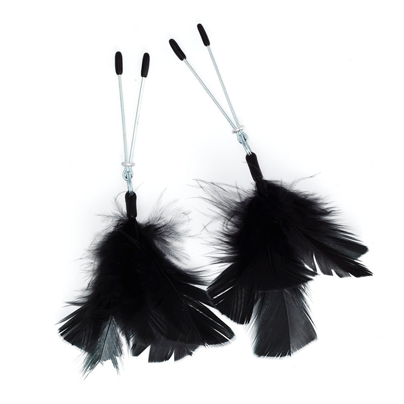 Vibrators, Sex Toy Kits and Sex Toys at Cloud9Adults - Black Feather Nipple Clamps - Buy Sex Toys Online