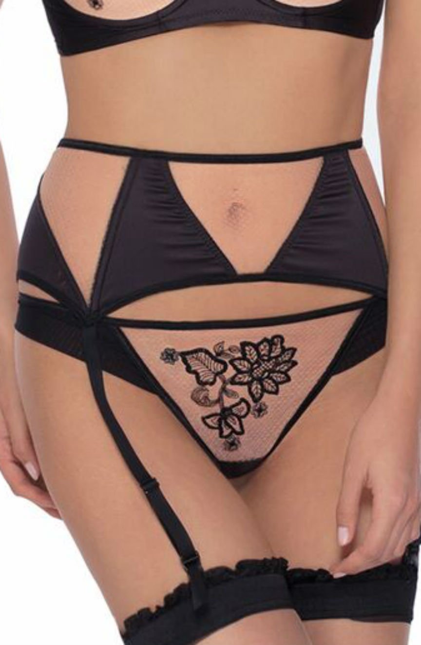 Vibrators, Sex Toy Kits and Sex Toys at Cloud9Adults - Roza Mehendi Suspender Belt Black - Buy Sex Toys Online